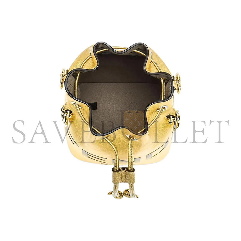 F**di mon tresor mini leather bucket bag in gold 8bs010ak61f1gnn (18*12*10m)